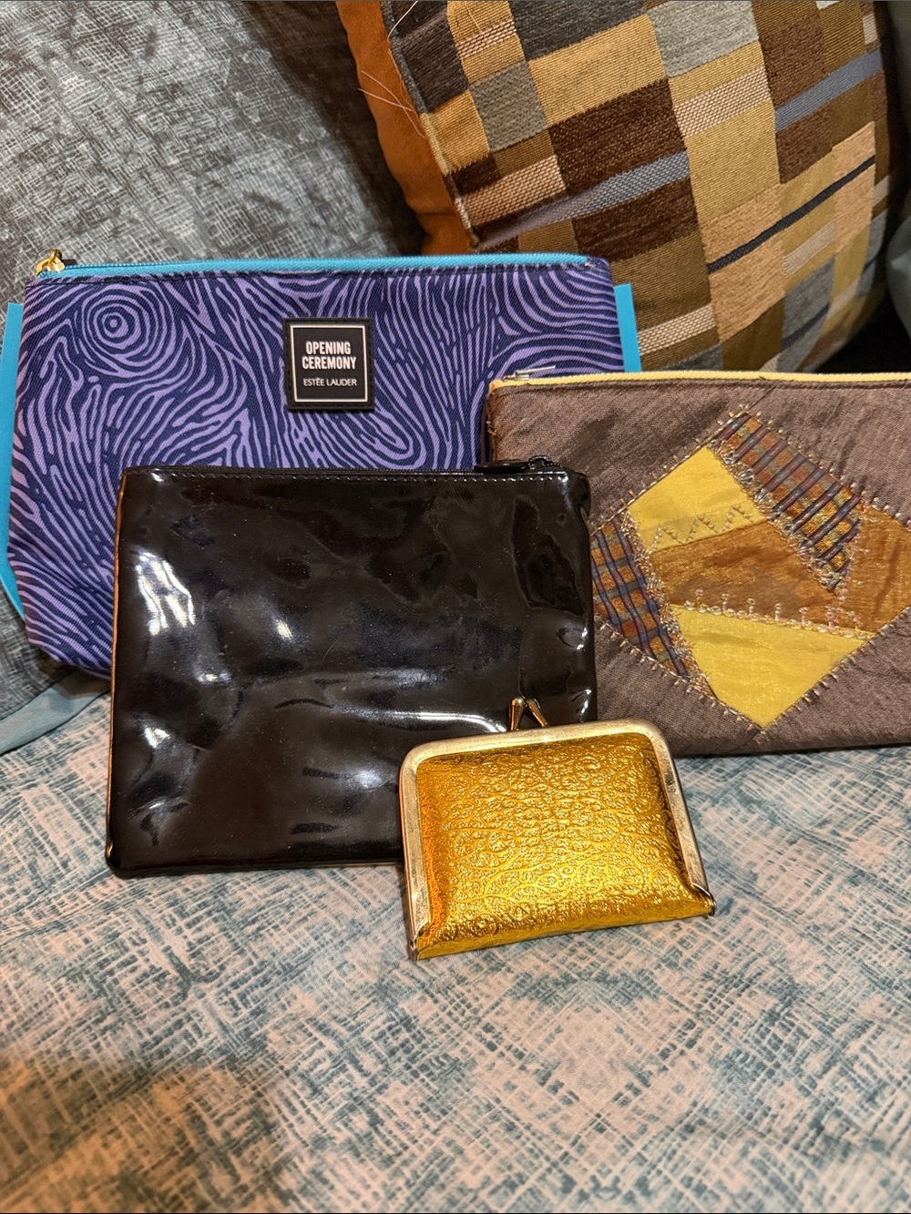 Opening Ceremony x Estée Lauder Purple Zebra Cosmetic Pouch with Gold Coin Purse